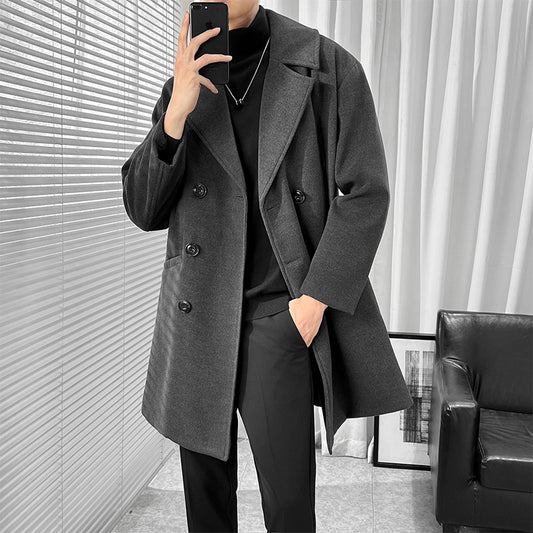 Mid-length Trench The Knee British Style Woolen Coat | Men's Clothing-Outerwear & Jackets-Man T | Buy Center