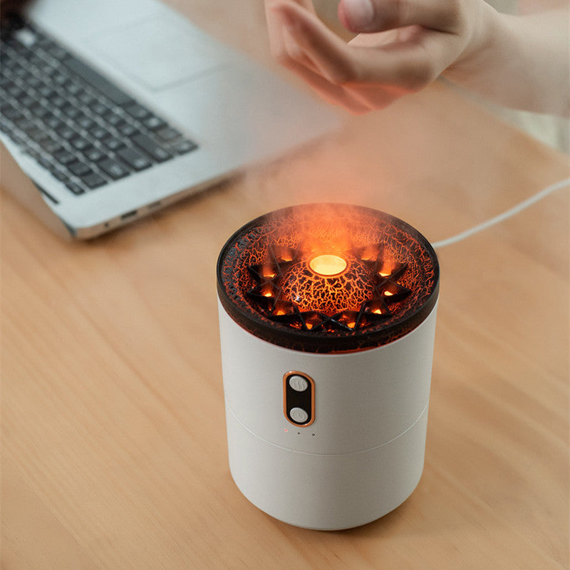 New Creative Ultrasonic Essential Oil Humidifier Volcano Aromatherapy Machine Spray Jellyfish Air Flame Humidifier Diffuser Volcanic edition USB