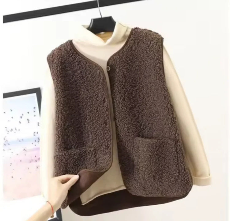 Autumn And Winter Versatile Outerwear Plush Vest Buy Center