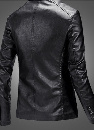 Slim Handsome Spring Leather Jacket Small Suit Men