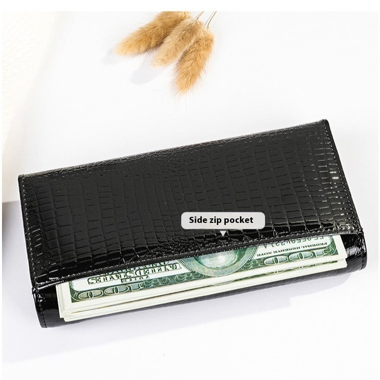 Women's Long Genuine Leather Cowhide Wallet Buy Center