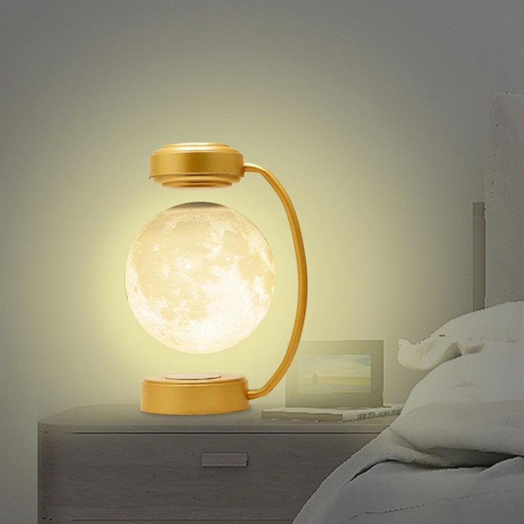 3D LED Moon Night Light Wireless Magnetic Levitating Rotating Floating Ball Lamp For School Office Bookshop Home Decoration Gold