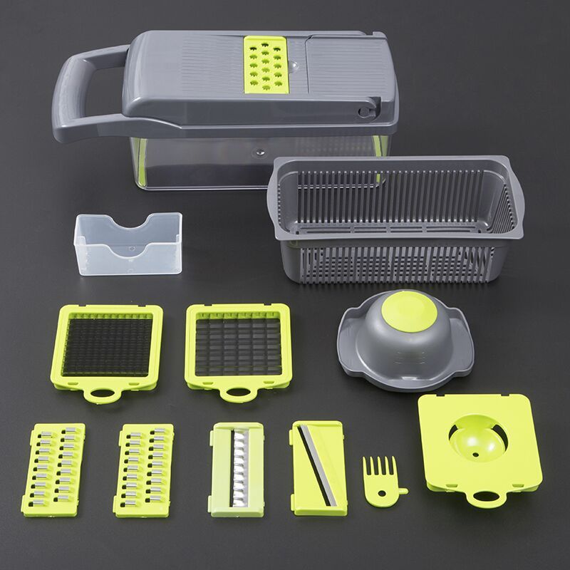 Multifunctional Vegetable Cutter Home Kitchen Slicing And Dicing Fruit Artifact Gray