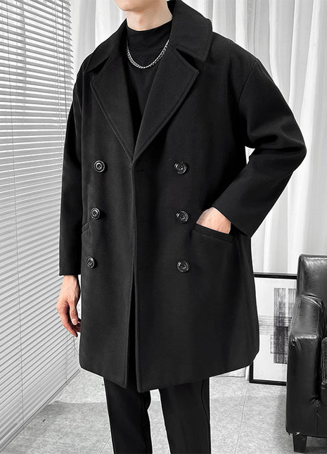 Mid-length Trench The Knee British Style Woolen Coat Buy Center