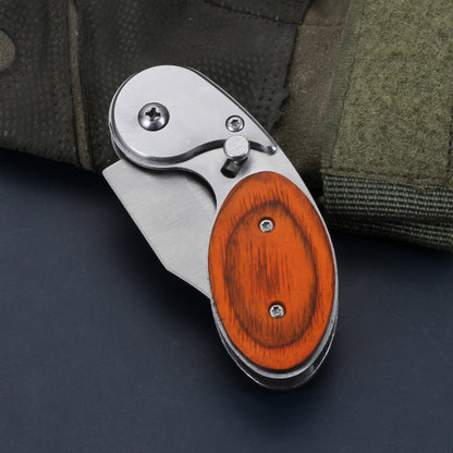 Newly Released at Buy Center: Color Wooden Handle Outdoor Mini Folding Knife Multi-function