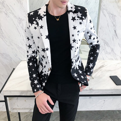 Fresh Arrivals at Buy Center: Printed Small Suit Long Sleeve Jacket Black And White