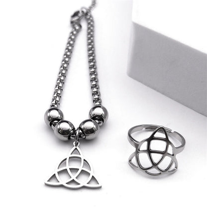 Collier pendentif triangle cercle en acier inoxydable