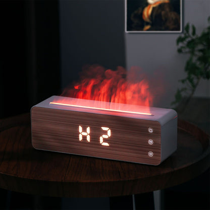 Hot New Items at Buy Center: Flame Humidifier Flame Aromatherapy Machine With Clock Display Desktop Aromatherapy Humidifier Bedroom