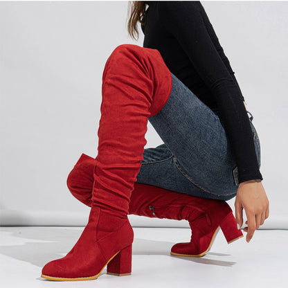 Women's Boots High-heeled Elastic Long Boots Over The Knee Boots Buy Center