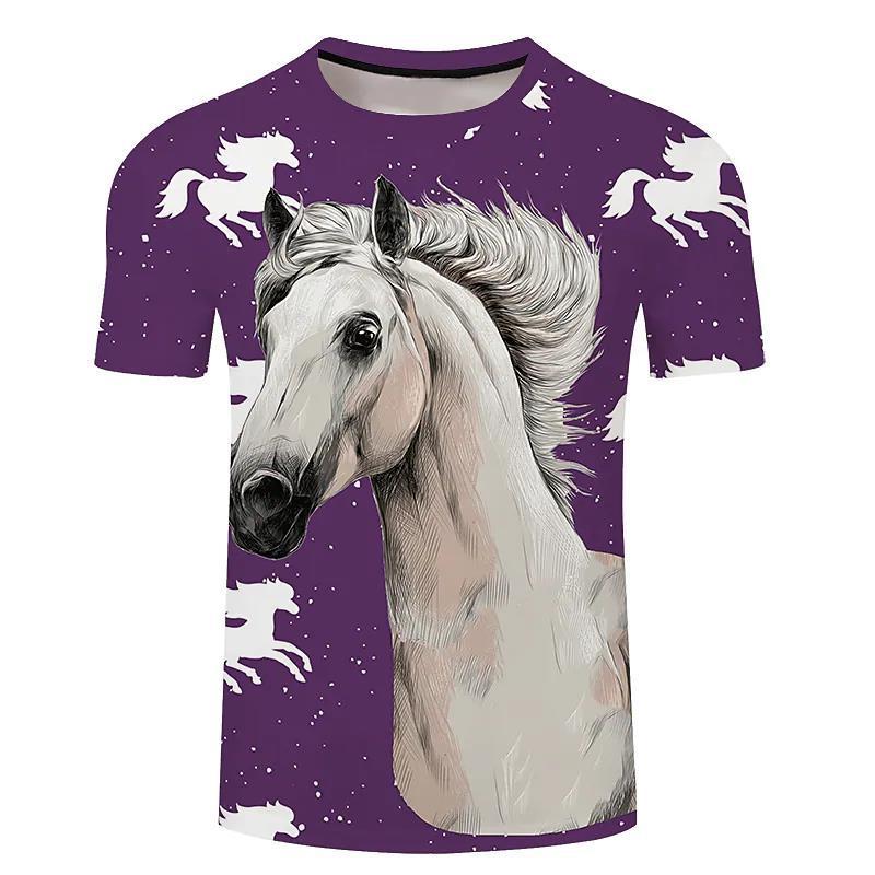 Hot New Items at Buy Center: Men's 3d Horse Printed T-shirt Riding Crew Neck Short Sleeve Streetwear Hip Hop Trend FJ00080