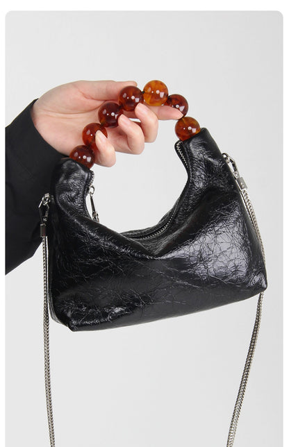 Just Arrived at Buy Center: First Layer Oil Wax Cowhide Dumpling Bag Beaded Handbag