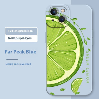 Just Arrived at Buy Center: Applicable To 15 New 14plus Frosted 13 Silicone 12mini Protective Case 11promax Phone Case Green Lemon TSY2381 Light Blue