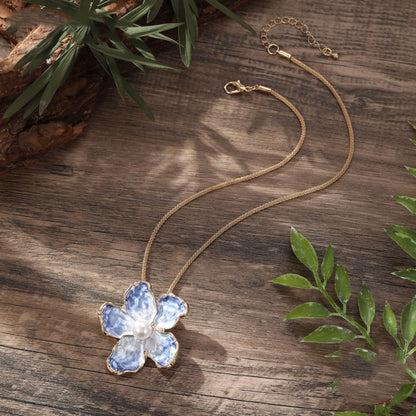 Buy Center Handpicked- Blue Enamel Camellia Pendant Fashion