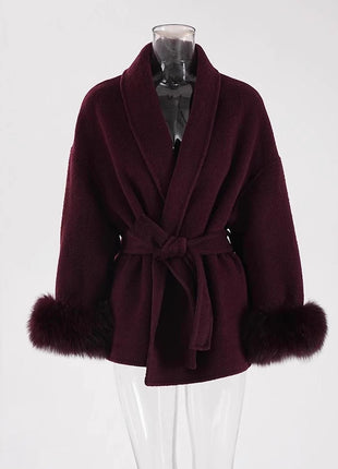 Fox Fur Double-sided Temperament Wool Overcoat