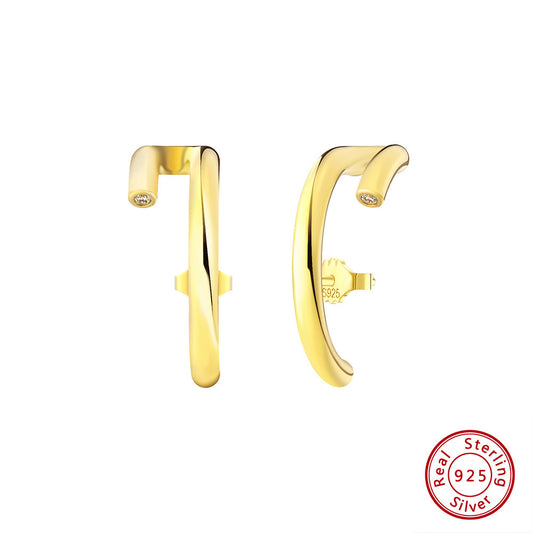 S925 Sterling Silver Stud Earrings 14K Gold Elegant Earrings | Jewelry & Watches4 | Buy Center