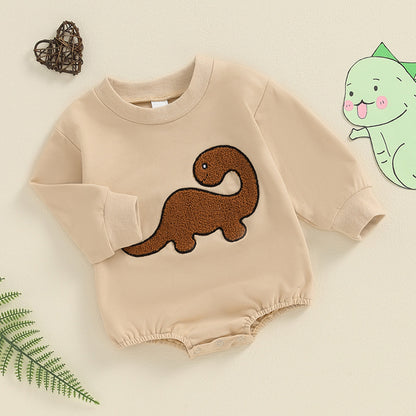 Fresh Arrivals at Buy Center: Baby Long Sleeve Dinosaur Embroidery Triangle Overalls