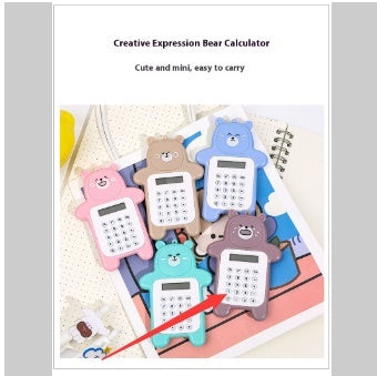 Cartoon Bear Calculator Student Mini-Portable Brown