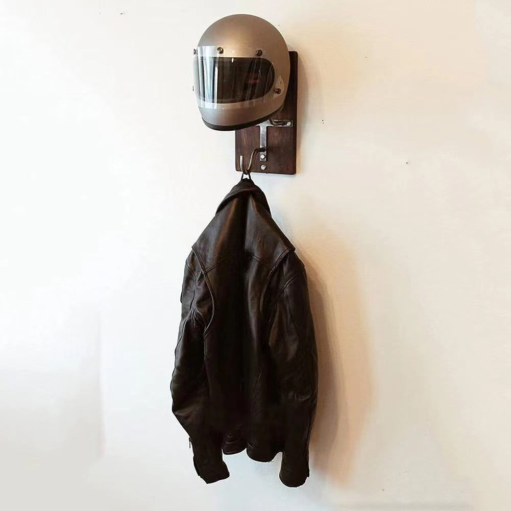 Just Arrived at Buy Center: Motorcycle Helmet Bracket Wooden Helmet Hook Motorcycle Helmet Storage Rack Coat Hook