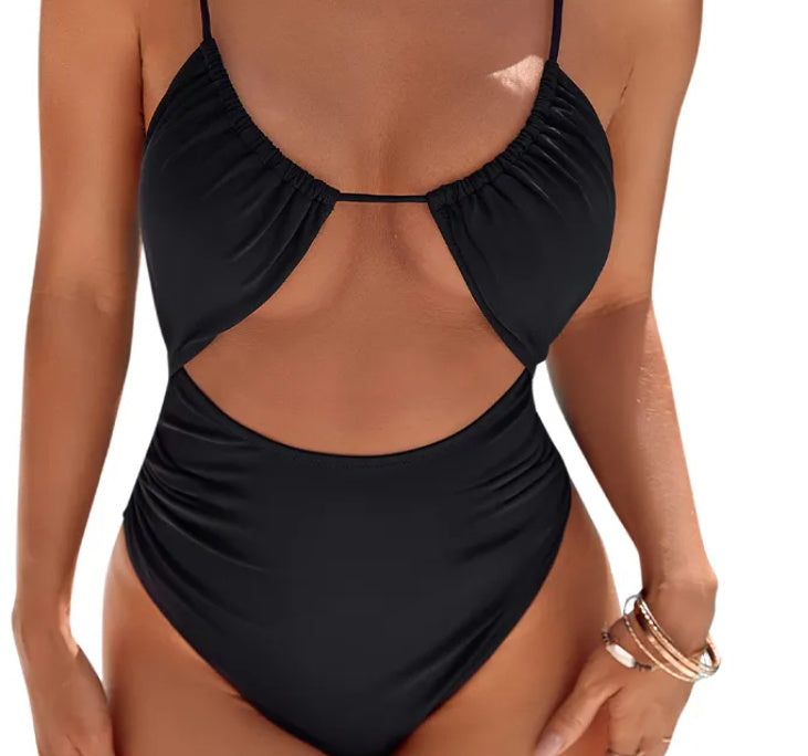 Fresh on the Scene at Buy Center: Women's Multi-color Siamese Triangle Push Up High Waist Fat Cover Thin Bikini Black