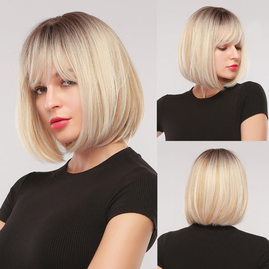 Peluca de seda de alta temperatura para mujer, estilo BOB Head