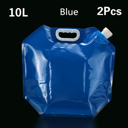 PVC Outdoor Camping Hiking Foldable Portable Water Bags Container Blue 10L 2pcs