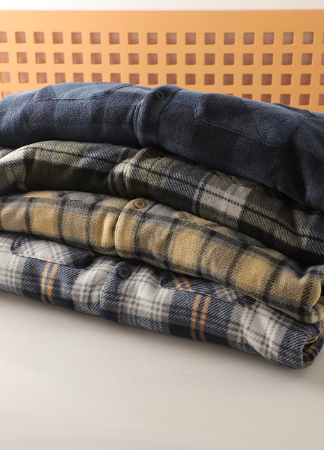 Autumn And Winter Fleece-lined Warm Composite Lambswool Plaid Shirt Cotton-padded Coat