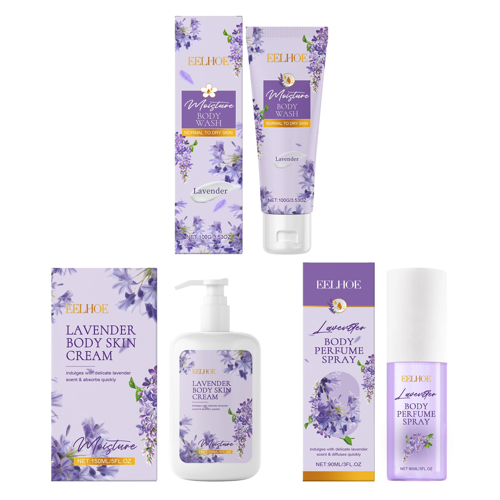 Buy Center Handpicked- Lavender Body Skin Care Set Gentle Moisturizing Skin