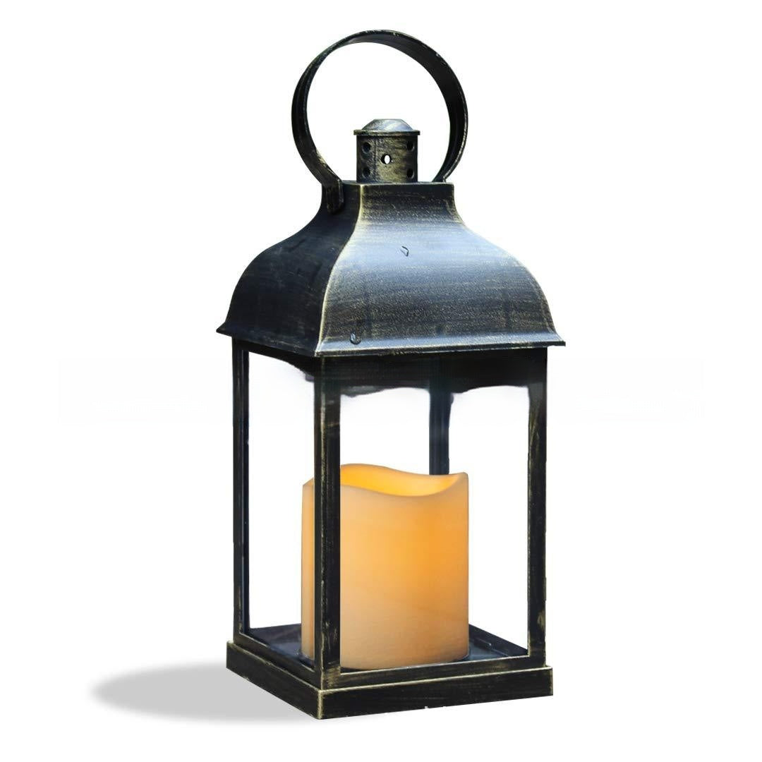 Fresh Arrivals at Buy Center: Fireplace Storm Lantern European Style Candle Light LED Furnishings Christmas Home Lights Black