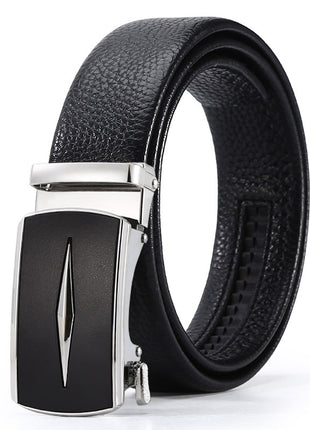 Ceinture d'affaires à boucle automatique en cuir pour homme