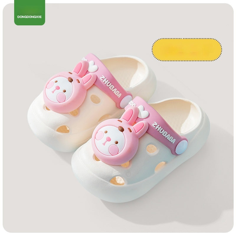 Fresh Arrivals at Buy Center: Children's Slippers Summer Cartoon Baby Soft Bottom Hole Shoes Boys And Girls Closed Toe Sandals M White Rabbit