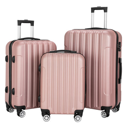 Valise à roulettes verticale 3 en 1 avec poignée, 20 pouces, 24 pouces, 28 pouces, en alliage d'aluminium ABS, couleur tendance - Or rose