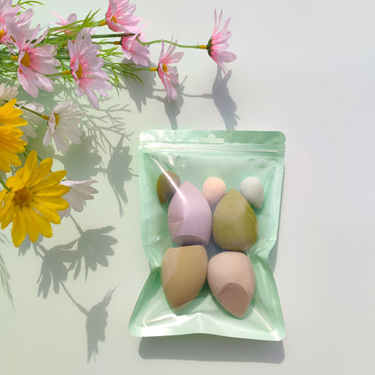 Buy Center Top Rated-Macaron Bag Dopamine Cosmetic Egg Flocking Powder Puff 7 Piece Set Green