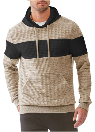 Pull à capuche à manches longues et cordon de serrage pour homme