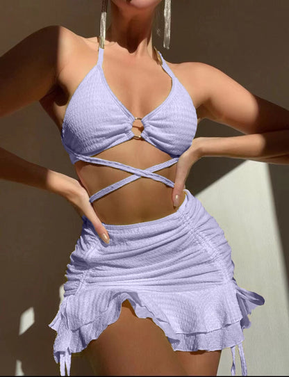 Fresh Arrivals at Buy Center: Fashion Swimsuit New Ladies Three-piece Set Purple