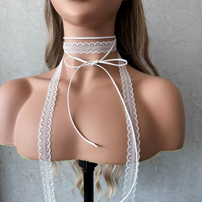 Buy Center Trend-Multi-layer Twin Design Ballet Style Lace Necklace White Lace