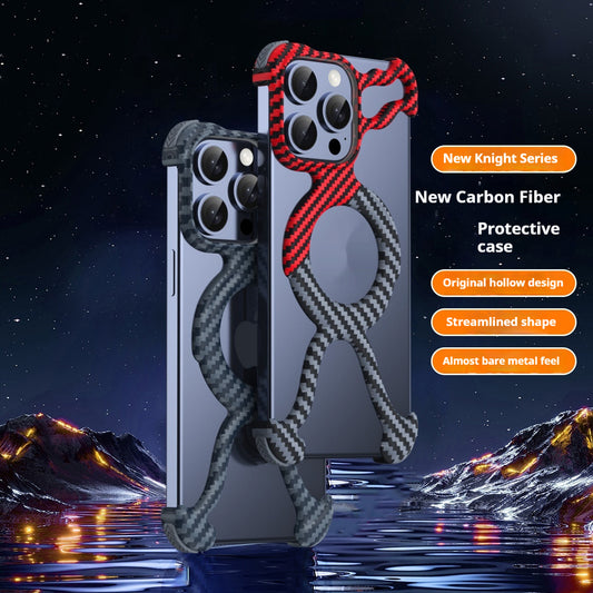 Buy Center Trend-Phone Case Carbon Fiber Grain Magnetic Suction Phone Case Frameless Hollow Drop Protection