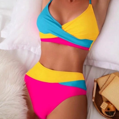 Fresh Arrivals at Buy Center: Split Swimsuit Color Matching Color Contrast Bikini Bikini Swimsuit Yellow