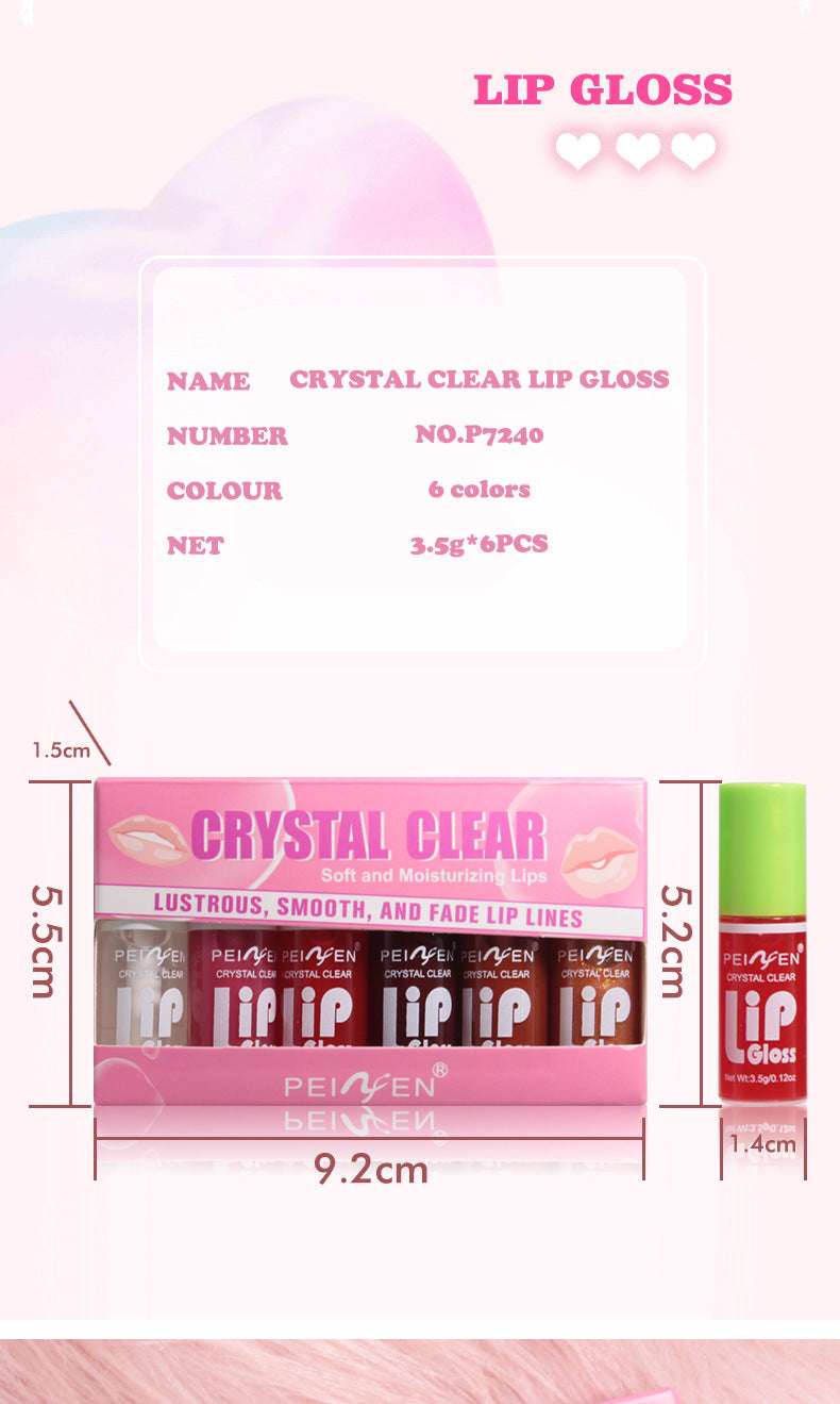 Buy Center Hot Pick-Fat Lip Lacquer 6 PCs Set Box Mirror Moisturizing Full Lips