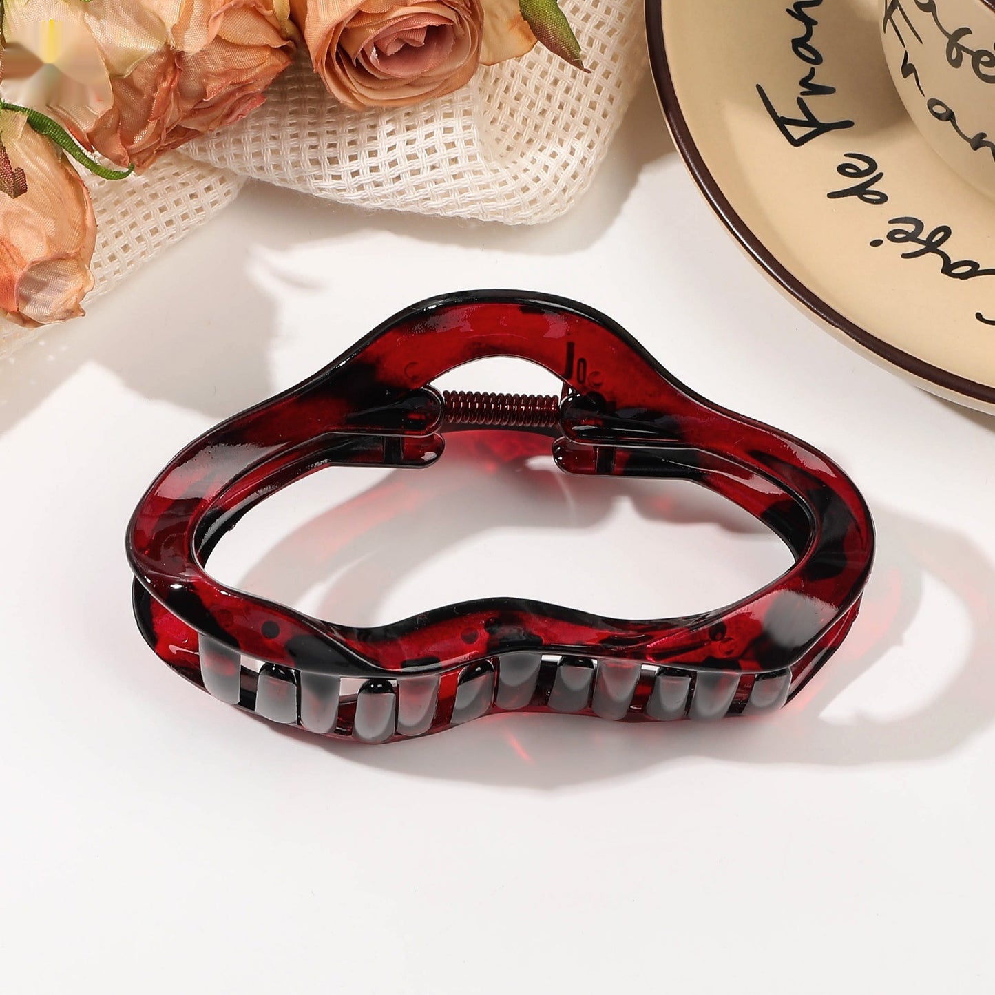 Buy Center Handpicked- Fashion Lady Amber Barrettes Large 11.5cmClouds Black Wine Red Plastic