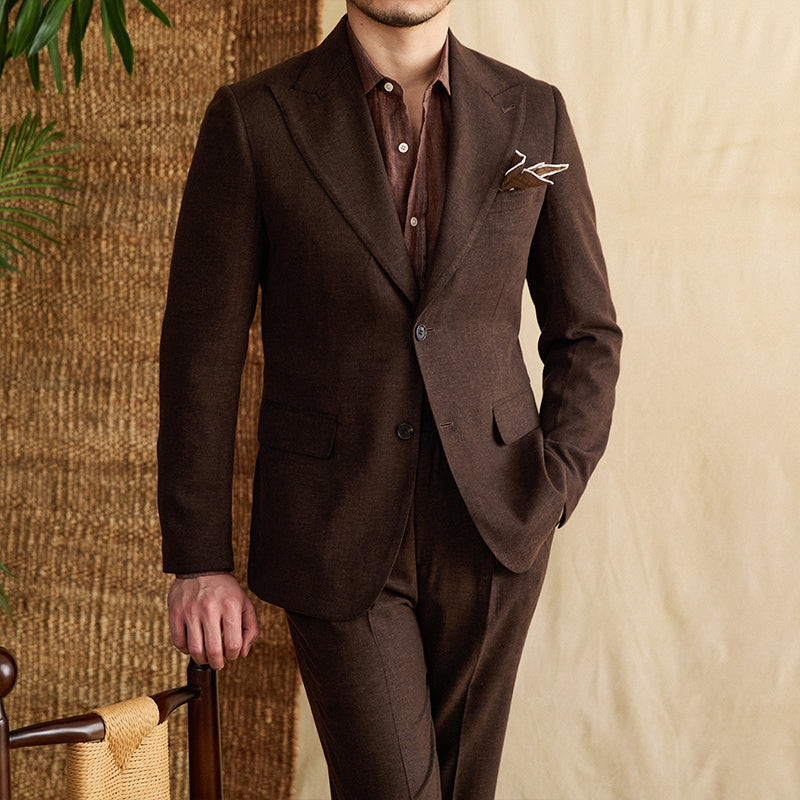 Buy Center Top Rated-Suit Lyocell Breathable Thin High-end Suit Coffee