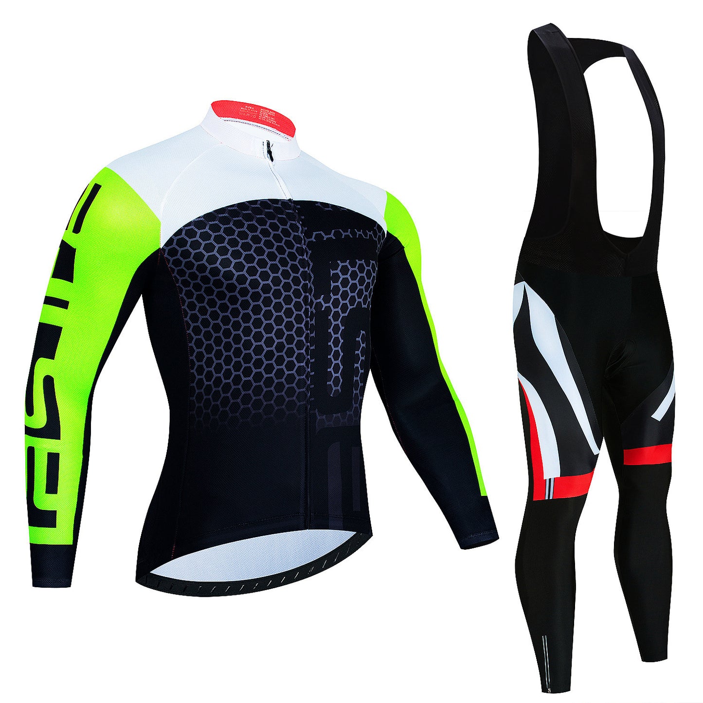 Fresh on the Scene at Buy Center: Men's Riding Jersey Long Sleeve Top And Trousers Wicking Breathable Cycling Suspender Suit Style15