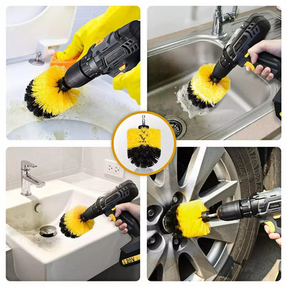 New Drill Brush Attachment Scrubber Brushes Set Kit With Adapter For Car Shower Tile