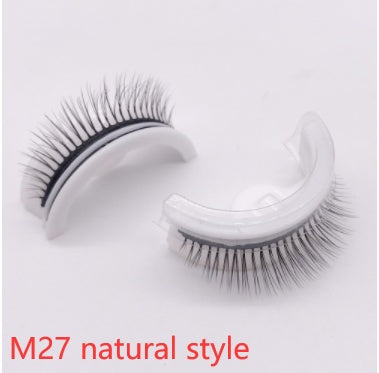 Buy Center Premium-Reusable 3D Mink Lashes Natural False Eyelashes Self Adhesive Fake Glue Free Makeup Eyelash Extension Silk M27 natural style Crystal box 1PC