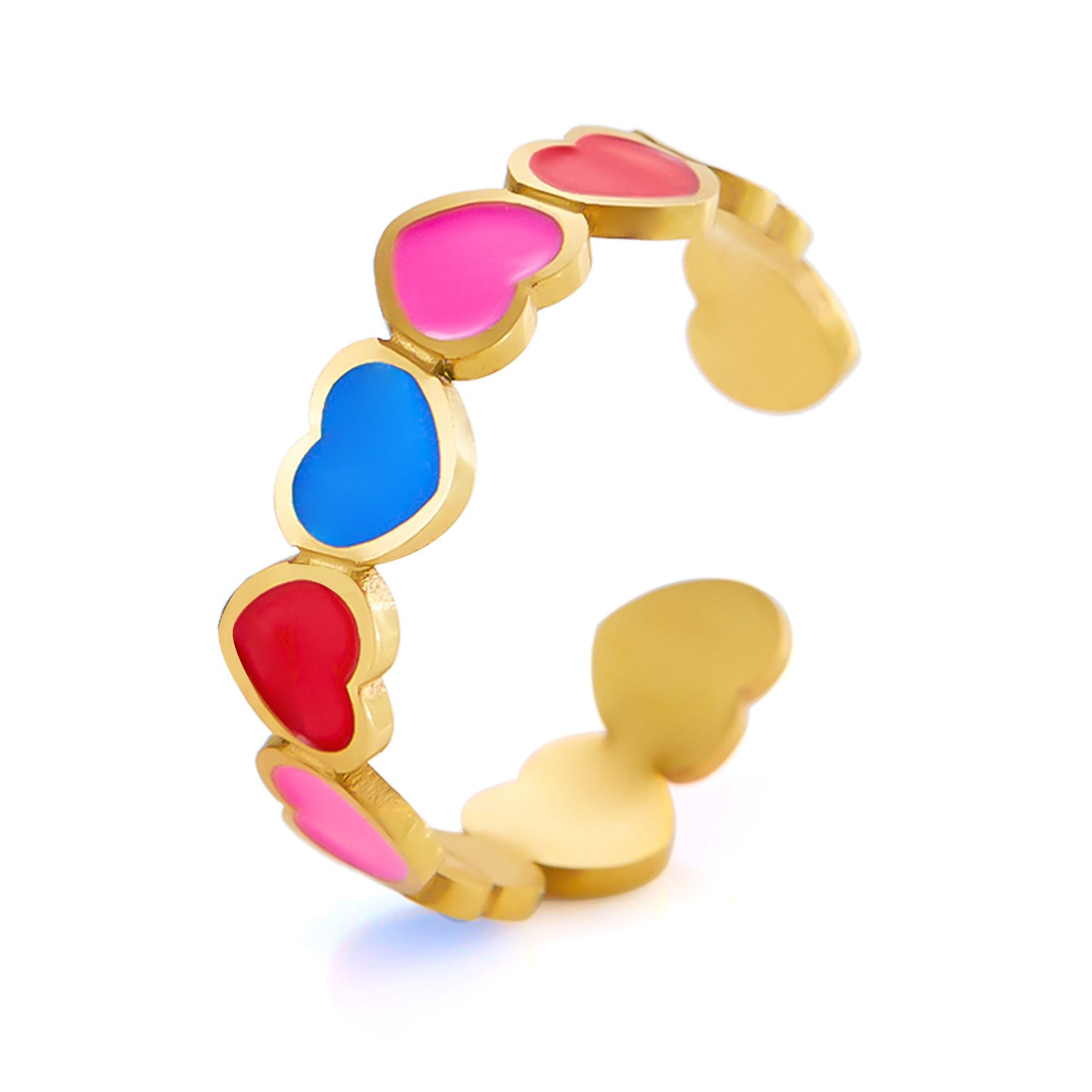 Buy Center Prestige-Women's Stainless Steel Ring Sweet Colorful Flowers Openings Adjustable 10 Love