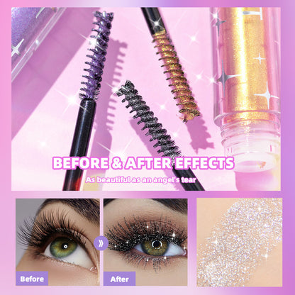 Mascara à paillettes violettes, mascara diamant, épais, brillant, recourbe-cils, extension, maquillage, imperméable, séchage rapide, paillettes, yeux, noir