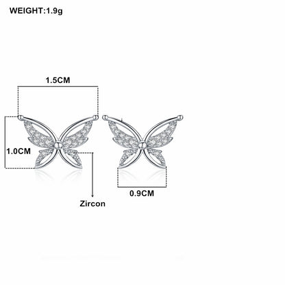 Fresh Arrivals at Buy Center: Personality All-Match Full Rhinestone Zircon Butterfly Copper-plated Stud Earrings