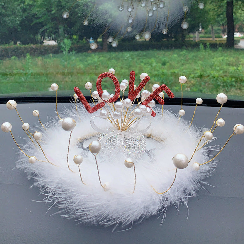 Fresh Arrivals at Buy Center: Innovative Car Decoration Vehicle Center Console Diamond Star Decoration Ornaments Red Love Feather Pad