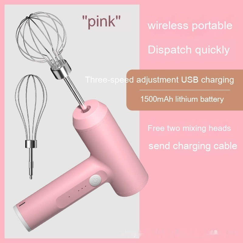 Just Arrived at Buy Center: Wireless Mini Cream Blender Handheld Electric Whisk Household 01 Pink Double Stick High Power