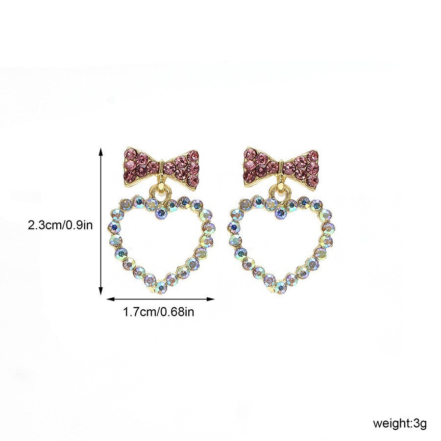 Buy Center Exclusive Offer-Hollow Out Heart-shaped Bow Earrings, Niche Design, Heart-shaped Earrings, High-end, Light Luxury Earrings