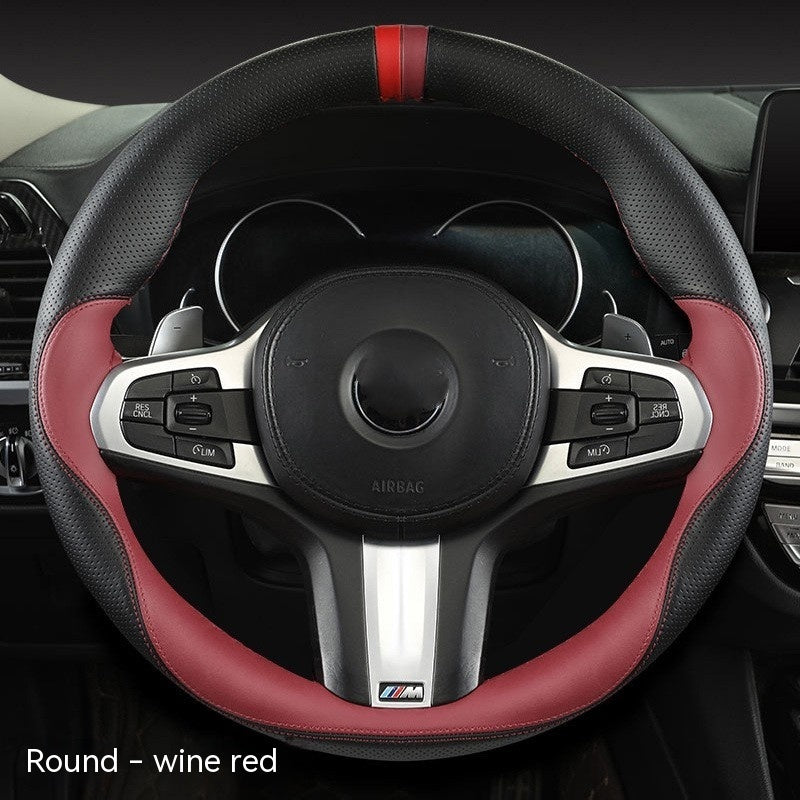 Newly Arrived at Buy Center: Round D-type Universal Steering Wheel Cover Wine Red Circular Dshaped